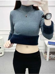 Women's Sweaters Fitshinling High Turtleneck Women's Sweater Winter Slim Sexy Pulls Base Shirt Tops Long Sleeve Soft Thick Warm Jumper Jersey New L230718