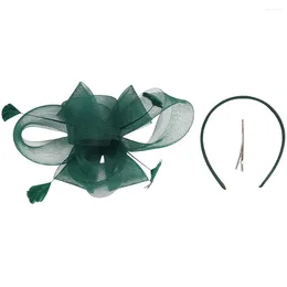 Bandanas Bridal Hair Pin Tea Party Hat Women's Fascinators Hats Hairpin 26X20X10CM Clip Dark Green Abs Bride