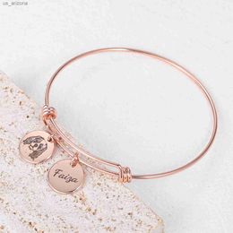 Personalised Pet Photo Disc Bracelet For Women Tiny Cat Name Pendant Bracelet Custom Animal photo 316L Stainless Steel Jewellery L230620