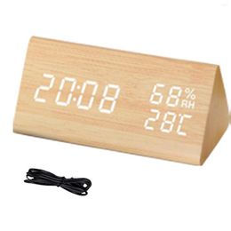 Table Clocks Alarm Clock Multifunctional Wooden Digital Mute Electronic Gift USB Powered Temperature And Humidity Infant Room For Bedroom