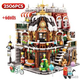 Blocks 2506pcs Mini City Street View Christmas Cafe Building Blocks Friends Retro Architecture Figures Bricks Toys For Children Gifts R230718