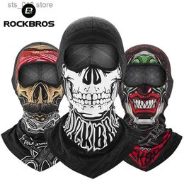 Cycling Caps Masks ROCKBROS Cycling Scarf Mask Skull Print Moto Full Face Mask Balaclava Helmet Liner Breathable Cool Mask Training HeadScarf T230718