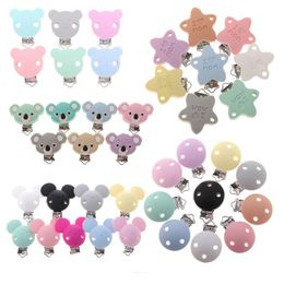 Fkisbox 10pc Bear Silicone Koala Nipple Holder BPA Mouse Pacifier Clips Baby Teether Necklace Chewing Teething Chain Clasps 2305K