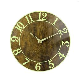 Wall Clocks 12 Inch Luminous Clock Quiet Round Night Lights Decorative Wooden Hanging For Bar Living Room Kitchen Gift Office