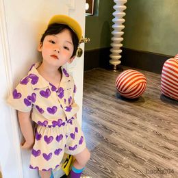 Clothing Sets Boys Sets Girls Dress 2023 Summer New Boys Printed Love Sets Girls Cute Sling Dress for Summer Family Matching Outfits R230718