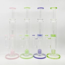 16.5 inch height Colorful Popular Double Perc Glass Bong Big Glass Bong wholesale Bong for Adult