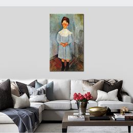 Amedeo Modigliani Figure Canvas Art Handmade Little Girl in Blue Oil Paintings for Apartment Decor Modern