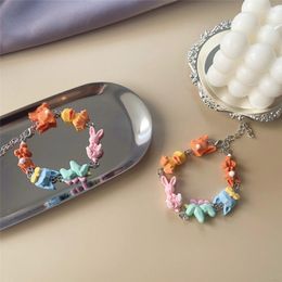 Link Bracelets Creativity Cute Animals Bracelet Resin Pendant Candy Colour Minimalist Cartoon