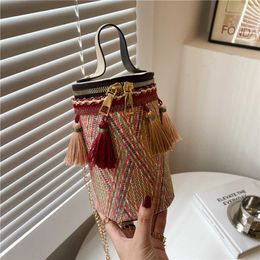 Bag Women's Bag Summer New 2023 Sen Series Girls Fashion Tassel Personalized Handbag ins Cross Body Woven Bag 230718