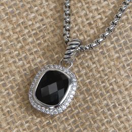 Pendant Necklaces Fashion White Gold Plated Copper Necklace With 12mm 10mm Cushion Cut Black Cubic Zirconia For Women Trendy Jewellery Gift