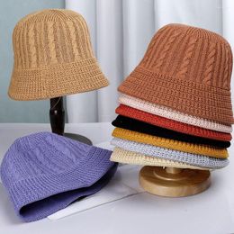 Berets 2023 Ladies Floppy Summer Hats For Women Hollow Out Beach Panama Straw Dome Crochet Cable Knit Bucket Hat Femme FishermanHats