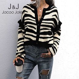 Women's Sweaters Zebra Print Ladies Cardigan Knitted Coat Fashion Woman Long Sleeve O Neck Korean Thick Sweater Autumn Loose Jacket Streetwear L230718