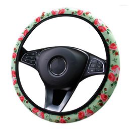 Steering Wheel Covers Rose Flowers Cover Flower Protector Universal Floral Car Automotive Cushions Comfort Grip For