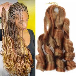 22 Inch French Curl Braiding Hair Pre Stretched Braiding Curly Hair Loose Wavy Braiding Hair Extensions with Curly End 75g/Pack LS04