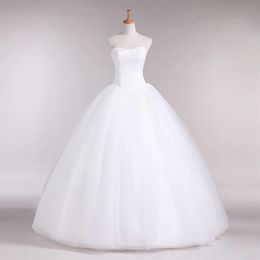 Lace Tulle Ball Gown Wedding Dresses with sweetheart Neckline 2019 Simple Wedding Gown Lace Up Bridal Dress White Ivory287t