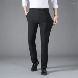 Men's Suits Ice Silk Casual Pants Men Spring And Summer Mid Straight Thin Breath Comfortable Light Elastic Loose Trousers A27