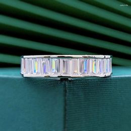 Cluster Rings 2023 S925 Silver Square Zircon Inlaid Ring European And American Full Diamond Fashion Brand Men Women's