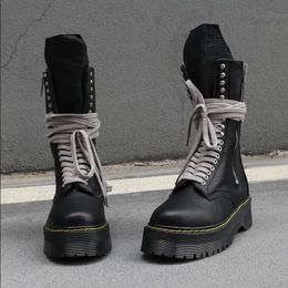 2023SS x Goodyear Толстая подошва High Top High Street Boots Эксклюзивные индивидуальные фрист -двор кожаные панк -ботары