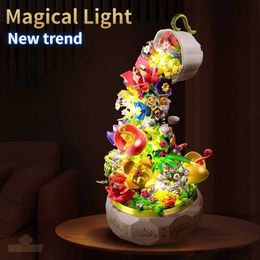 Blocks Valentine's Day Flower Lighting Music Building Block Home Decor Anime Creative Gift Toy for Child 575pcs R230718