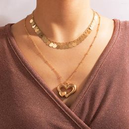 Pendant Necklaces Trendy Heart Neckalce For Women Gold Colour Wafer Tassel Chain Choker Geoemtry Wedding Jewellery Collar 17460