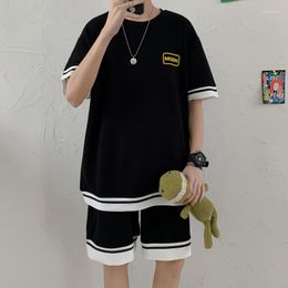 Men's Tracksuits Summer Men Korean Fashion Suits Tshirts Outfit Shorts 2 Piece Sets Streetwear Breathable Suit Sportswear Clothes