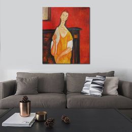 Abstract Portrait Canvas Art Woman with A Fan Art Amedeo Modigliani Painting Handmade Contemporary Home Decor