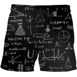 Men's Shorts Fashion Mathematical Formula 3D Printed Beach Pants Swimming Surfing Apparel Digital Harajuku