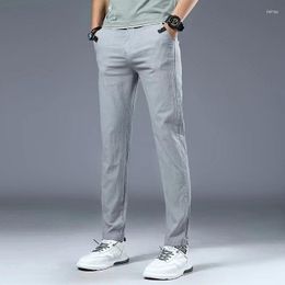 Men's Pants Spring Summer Thin Cotton Casual For Men Korean Style Solid Colour Stretch Breathable Slim Fit Trousers Man