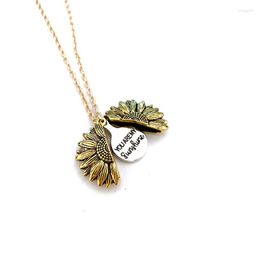 Pendant Necklaces YOU ARE MY SunShine Sunflower Necklace Women Vintage Openable Double Lettering Men Jewellery Collares