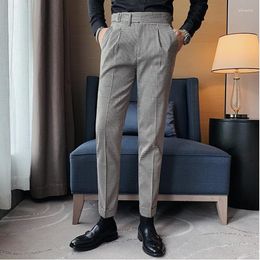 Men's Suits Mens Slim Suit Pants Spring British Style Plaid Male Business Casual Work Trousers Brand Clothing