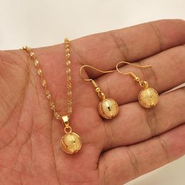 Necklace Earrings Set Fashion Round Ball Jewellery Gold Girl Party For Women Earring Accessories Dubai India Africa Gift