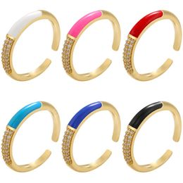 Elegant Color Finger Rings Fashion Simple Style Pave Zirconia Ring For Women Wedding Jewelry Accessori