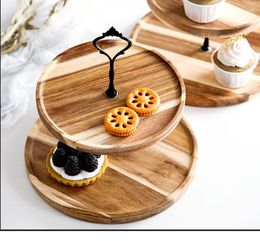 Bakeware Tools European Style 2/3 Tiers Detachable Cake Stand Wooden Pastry Cupcake Fruit Plate Serving Dessert Holder Wedding Party Home
