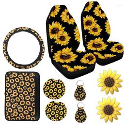Car Seat Covers Sunflower Steering Wheel Cover Vent For Auto Truck 10pcs