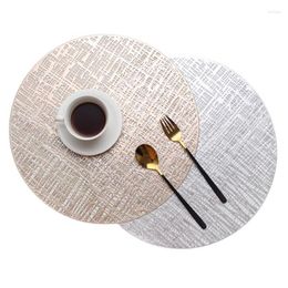 Table Mats Coffee For Kitchen Decor Heat Insulation Non-Slip Mat PVC Hollow Placemat Gold Silver Color Round