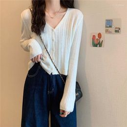Women's Sweaters Autumn Trendy Unique White Cardigan High-Grade Super Nice Top Outer Wear Striped Sweater