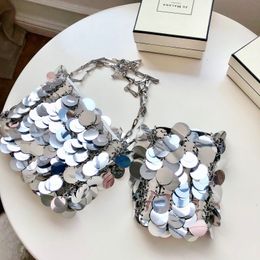 Evening Bags Sequins Handbags Silver Bag Women Small Tote Bling Fashion Lady Bucket Girls Glitter Purses Brand 230718