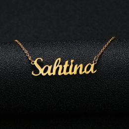 Perfect Gold Silver Colour chain Personalised Custom Name Pendant Necklace Customised Cursive Nameplate Necklace Women Handmade Bir318B
