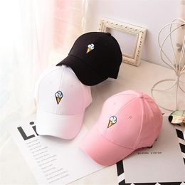 Summer Hat Women Peaked Hat HipHop Ice Cream Embroidery Snapback Caps Female Baseball Cap adjustable Pink White Black Gorras #63302x