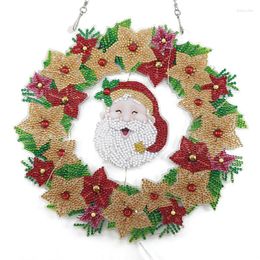 Decorative Flowers Christmas Wreath Diamond-Painting Kits Garland DIY Painting With LED Light Round Drill Crystal Diamond Art