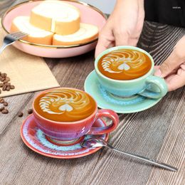 Mugs 150ml Coarse Ceramic Coffee Cups Handmade Kiln Changed Latte Art Hand-brewed Cup And Saucer Sets To