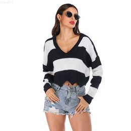 Women's Sweaters Women's Patchwork Sweater Autumn Winter Ladies Long Sleeve Bare Midriff Zebra Knitting Shirts Female Fashion Pullover Tops L230718