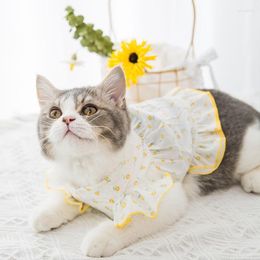 Dog Apparel Dogs Floral Dresses Flower Clothings Cute Cartoon Spring Summer Thin Breathable Pet Cat Clothes