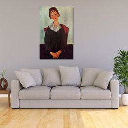 Contemporary Wall Art Girl on Chair Aka Mademoiselle Huguette Amedeo Modigliani Famous Painting Handmade Modern Music Room Decor