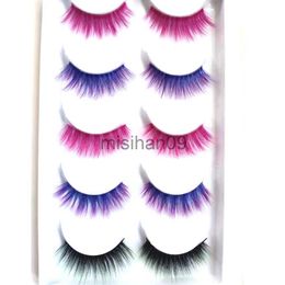 False Eyelashes NEW 5 Pairs 3D Colored Faux Mink Eyelash Red Yellow Green Purple Colorful Fluffy High Volume Makeup Beauty Rainbow Lashes J230717