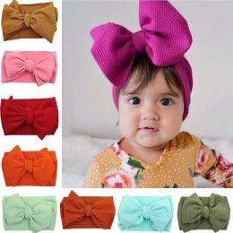 Baby Knot Headband Girls big bow headbands Elastic Bowknot hairbands Turban Solid Headwear Head Wrap Band Accessories DHL