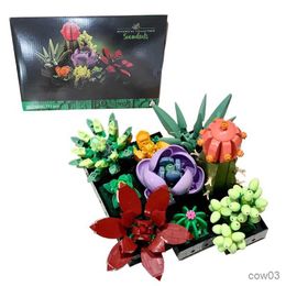 Blocks Romantic Flower Bouquet Rose Orchid succulent Building Block Bricks Toy DIY Potted Holiday Girlfriend Christmas Gifts 10309 R230718