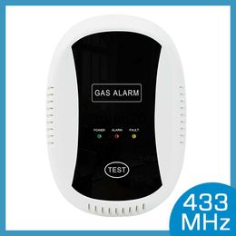 Other Alarm Accessories 433MHz Gas Alarm LPG Detector Wireless Sensor For smart home Alarm System Auto Detect Built-in siren Fire prevention x0718