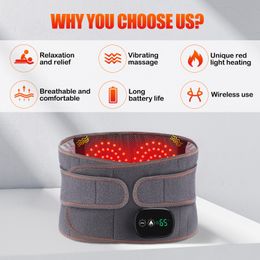 Other Massage Items Infrared Heating Waist Massager Electric Belt Vibration USB Charge Red Light Compress Lumbar Back Support Brace Pain Relief 230718