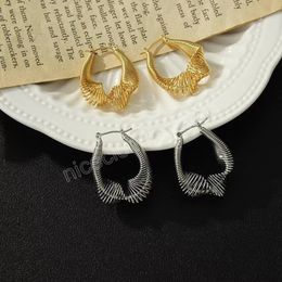 Korean Exaggerated Earrings for Women Gold Sivler Color Metal Twisted Geometric Coil Line Design Irregular U-shaped Earrings